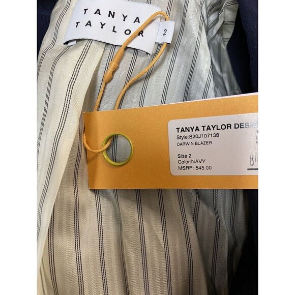 Tanya Taylor sz 2 Blazer Blue Striped Classic Preppy Designer Tailered Office - Picture 7 of 9